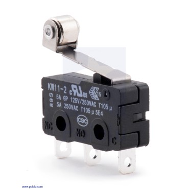 Snap-Action Switch with 16.3mm Roller Lever: 3-Pin, SPDT, 5A