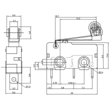 Snap-Action Switch with 16.3mm Roller Lever: 3-Pin, SPDT, 5A