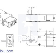 180:1 Mini Plastic Gearmotor 90-Degree 3mm D-Shaft Output