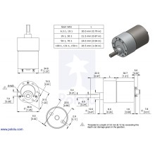 150:1 Metal Gearmotor 37Dx57L mm 12V (Helical Pinion)