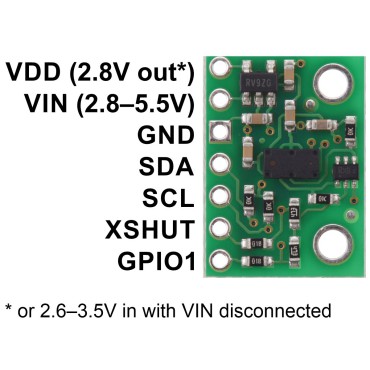 VL53L4CD Time-of-Flight Distance Sensor Carrier with Voltage Regulator, 120cm Max