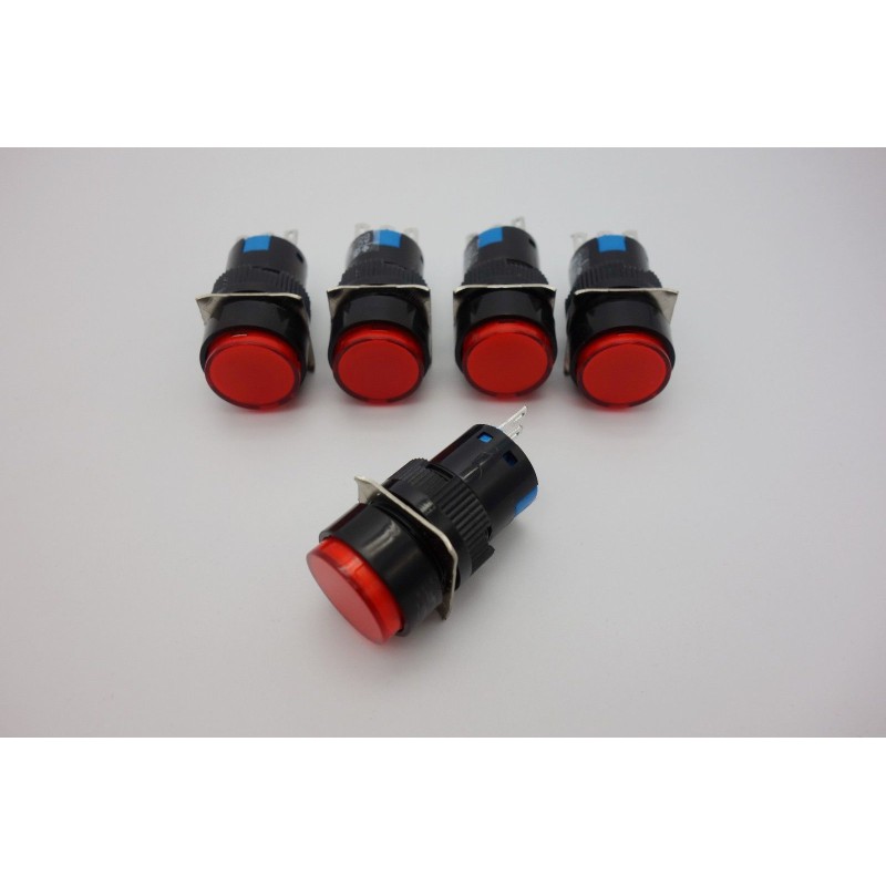 16MM Red ROUND Maintained Latching PUSH BUTTON SWITCH 3 PINS 250V 3A 1PS