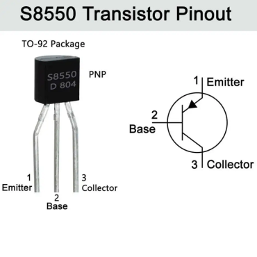 S8550 PNP Transistor 25V 625mW 500mA TO-92