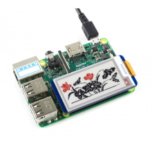 212x104, 2.13inch E-Ink display HAT for Raspberry Pi, three-color