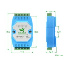 Industrial-grade Isolated 8-ch RS485 Hub, Rail-mount Support, Wide Baud rate Range